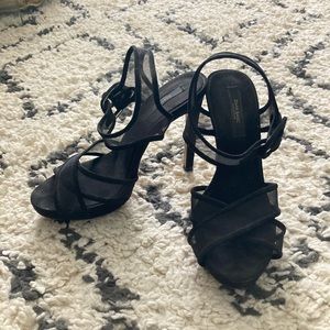 Zara Chic Black Mesh Platform Stiletto Heel 6